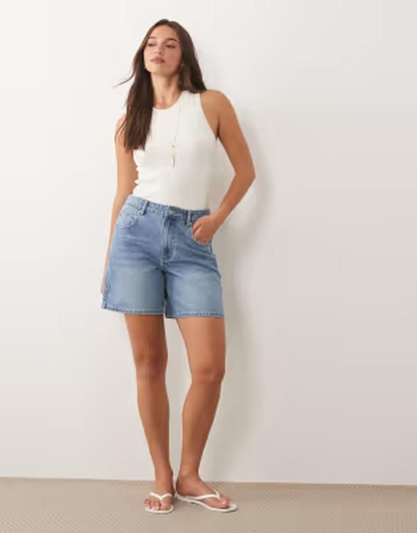 ミッシーエンパイア レディース ボトムス ハーフパンツ・ショーツ ショートパンツ デニム Missyempire Missy Empire denim longline shorts in mid b