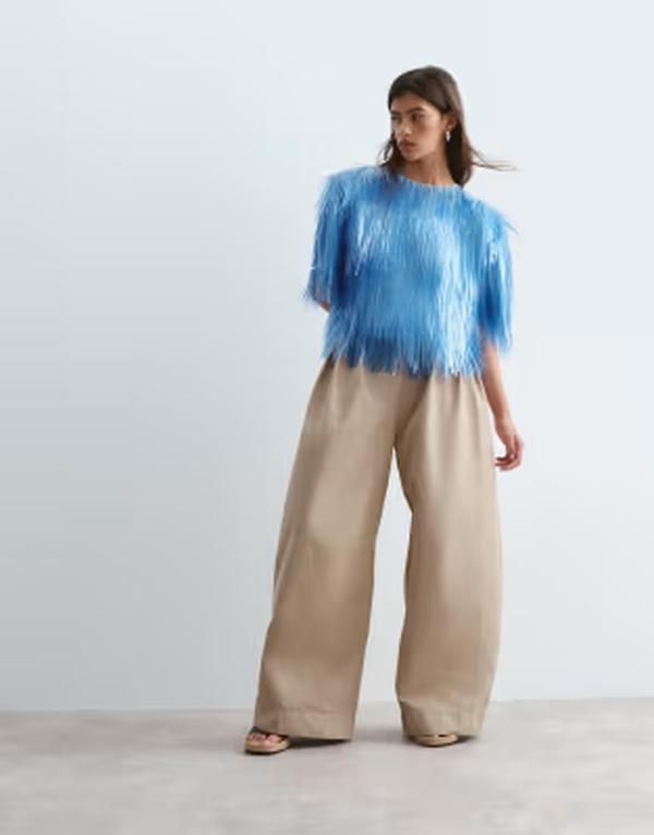 アレンジ レディース ボトムス カジュアルパンツ ワイドレッグ ハイウエスト ARRANGE Wylder tailo red high waist wide leg pants in stone ス