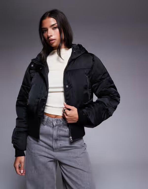 エイソス レディース アウター コート リブ クロップド ASOS Weekend Collective Weekend Collective cropped padded coat with rib