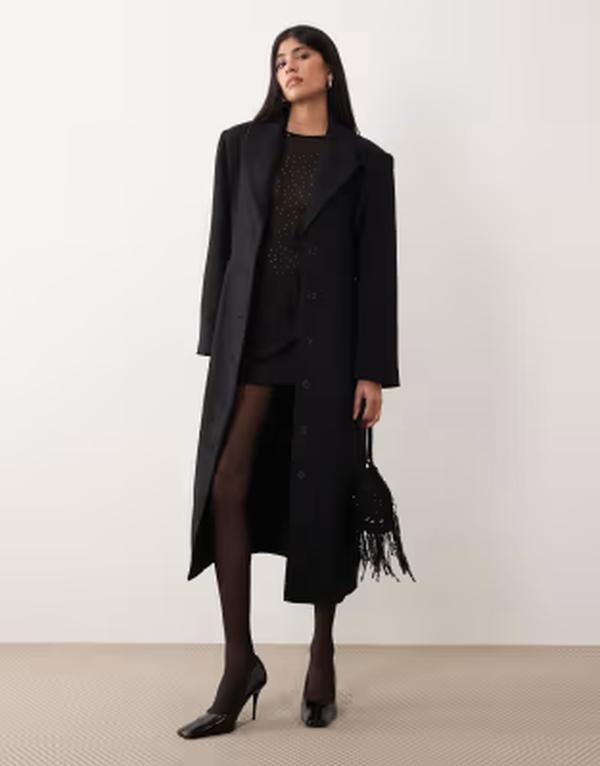 ジーナトリコ レディース アウター コート マキシ Gina Tricot single breasted button maxi coat Black ブラック