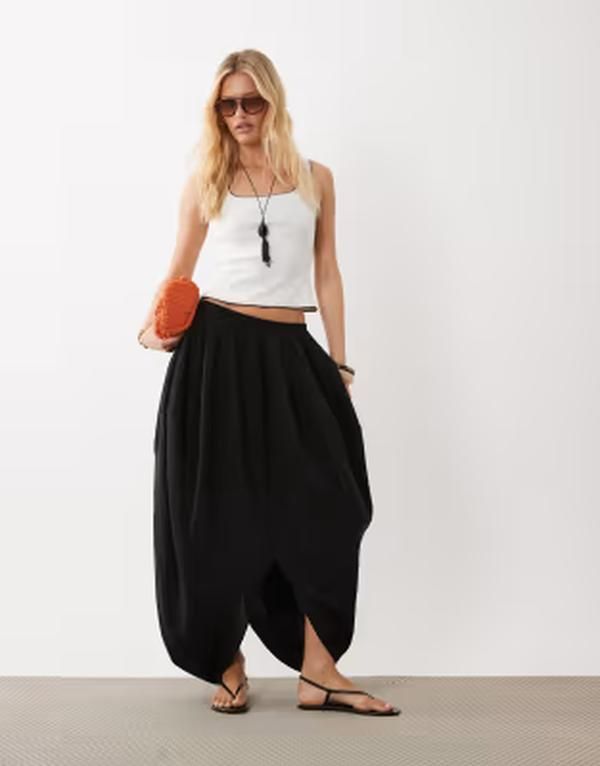 アルケット レディース ボトムスカート マキシ ARKET volume maxi skirt Black ブラック
