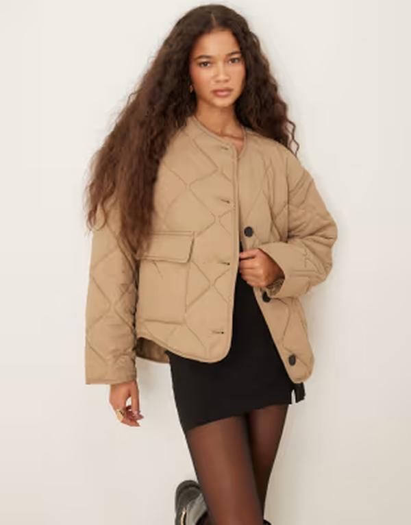 ジーナトリコ レディース アウター ジャケット・ブルゾン キルティング Gina Tricot quilted jacket with front flapockets BEIGE ベージュ