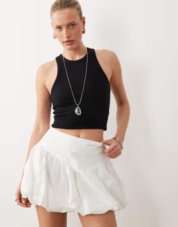 ジーナトリコ レディース ボトムスカート Gina Tricot dropped waist bubble skirt White ホワイト