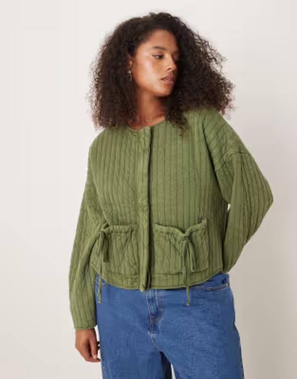 エイソス レディース アウター ジャケット・ブルゾン キルティング ASOS Curve ASOS DESIGN Curve quilted jacket with bow pocket detail