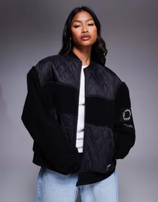 エイソス レディース アウター ジャケット・ブルゾン フルジップ ナイロン ASOS Weekend Collective Weekend Collective borg zip through bo