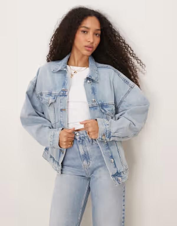 ジーナトリコ レディース アウター ジャケット・ブルゾン デニム Gina Tricot denim oversized boyfriend jacket in light wash Lightwas