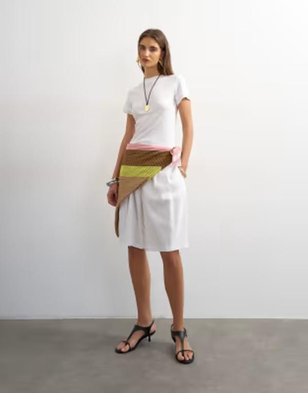 トップショップ レディース ボトムス ハーフパンツ・ショーツ ショートパンツ リネン Topshop linen mix bermuda shorts WHITE ホワイト