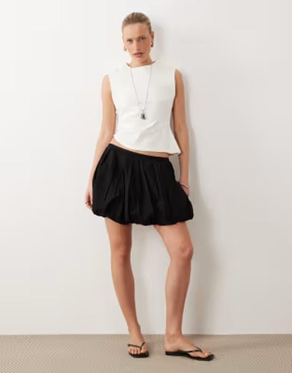 ジーナトリコ レディース ボトムスカート ミニ Gina Tricot balloon mini skirt Black ブラック