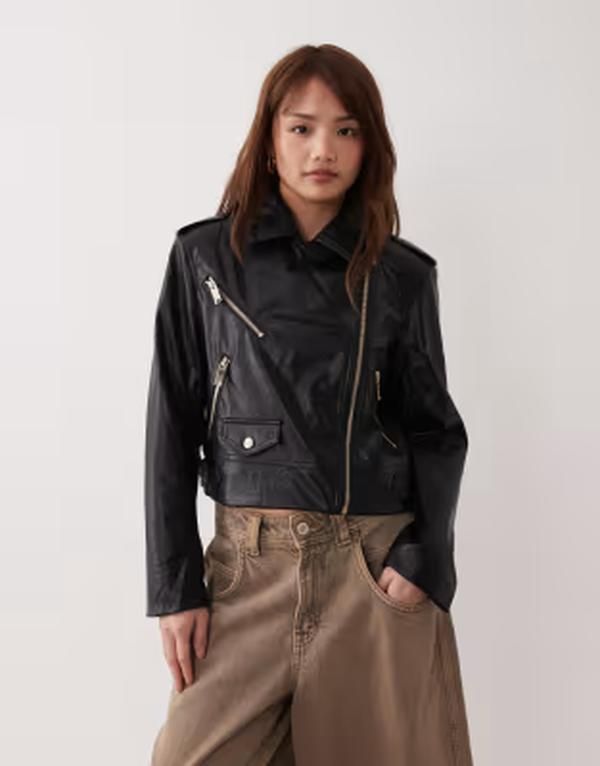 リバーアイランド レディース アウター ジャケット・ブルゾン クロップド River Island Petite River Island belted cropped biker jacket Bl
