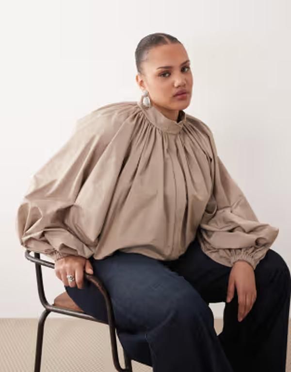 アレンジ レディース アウター ジャケット・ブルゾン バルーンスリーブ ARRANGE Curve oversized bomber jacket with balloon sleeve in sto