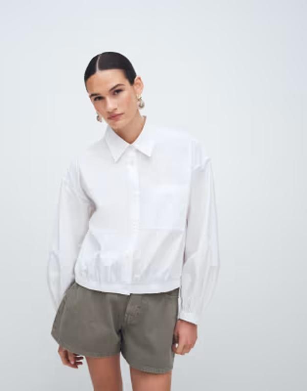 アルケット レディース アウター ジャケット・ブルゾン シャツ ARKET bubble hem shirt WHITE ホワイト