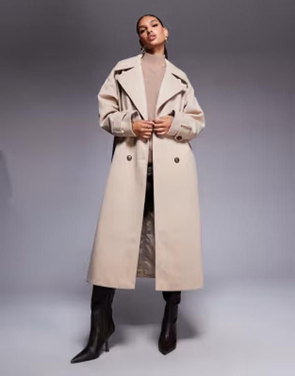 アリアコーブ レディース アウター コート ウール マキシ Aria Cove woolook heavyweight colla red trench style maxi coat Beige ベ
