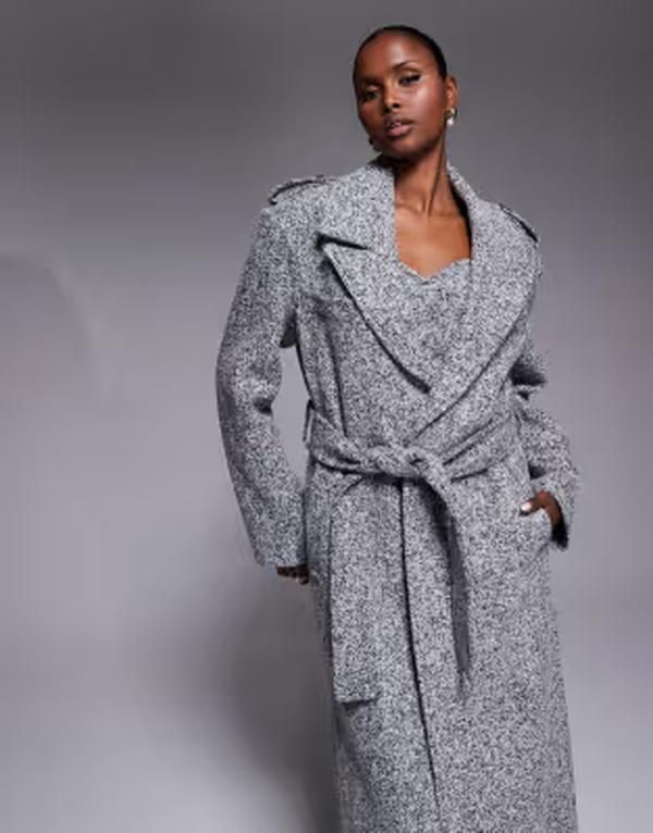 ジェイラックスレーベル レディース アウター コート ツイード JLUXLABEL Savannah formal belted coatweed part of a set Gray グレー