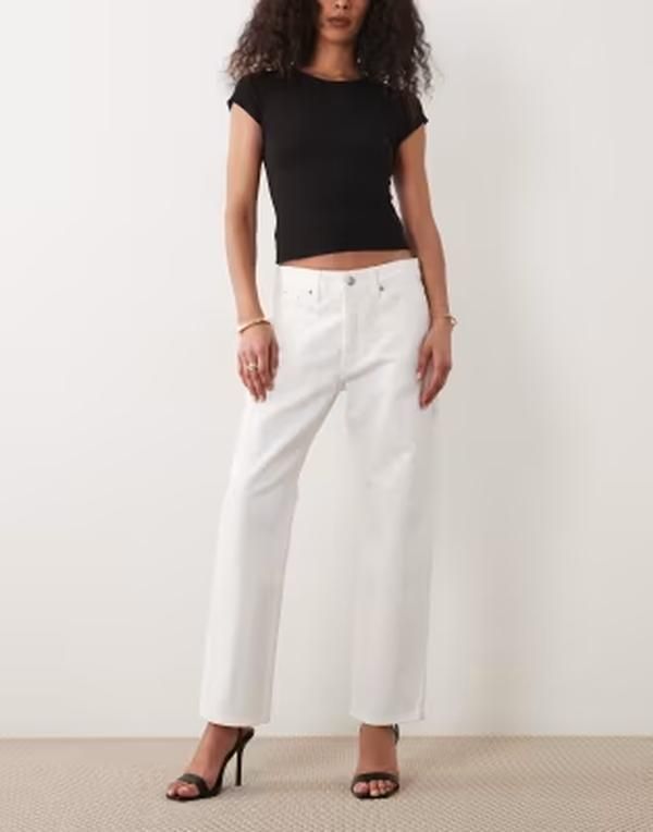 グッドアメリカン レディース ボトムス デニムパンツ ヴィンテージ ストレート ジーンズ Good American vintage mid waistraight leg jeans WHITE ホ