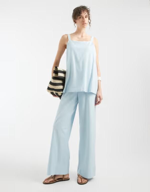 エイソス レディース トップス ジャンプスーツ ASOS DESIGN double layer cami jumpsuit in light Pale Blue ブルー