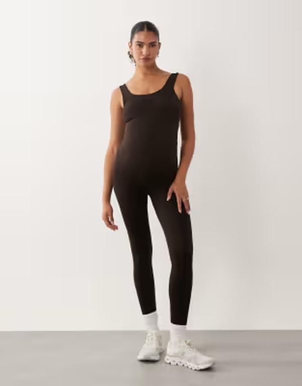 ママライシアス レディース トップス ジャンプスーツ マタニティ Mamalicious Mamalicious Maternity seamless unitard jumpsuit in choc