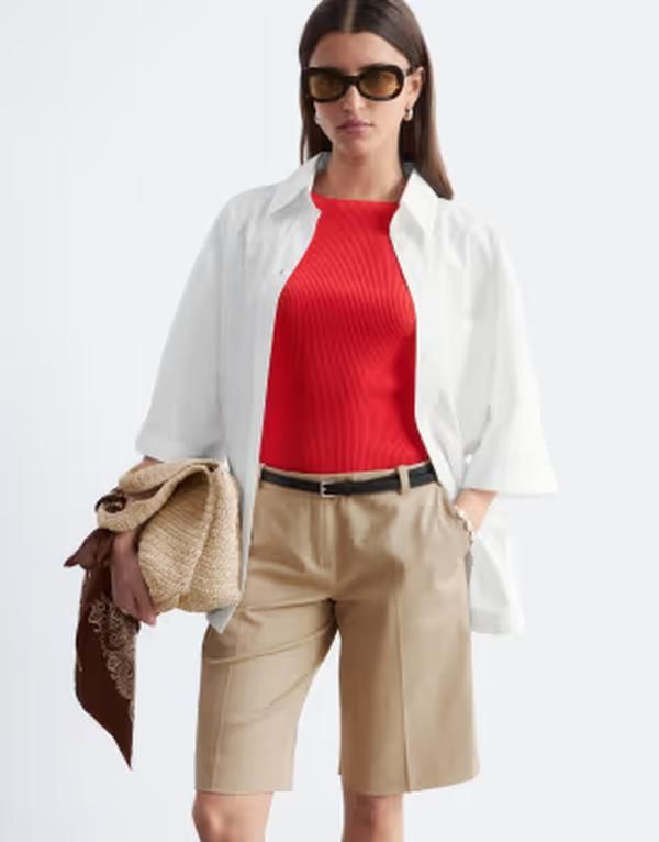 アンドアザーストーリーズ レディース ボトムス ハーフパンツ・ショーツ ショートパンツ コットン Other Stories cotton blend tailo red bermuda shorts