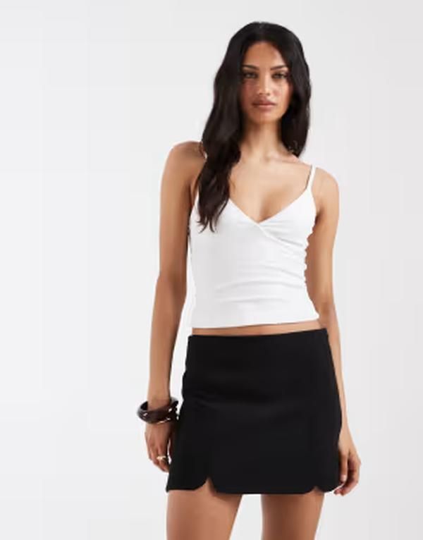 エイソス レディース ボトムスカート ミニ ASOS DESIGN mini skirt with notchem details Black ブラック