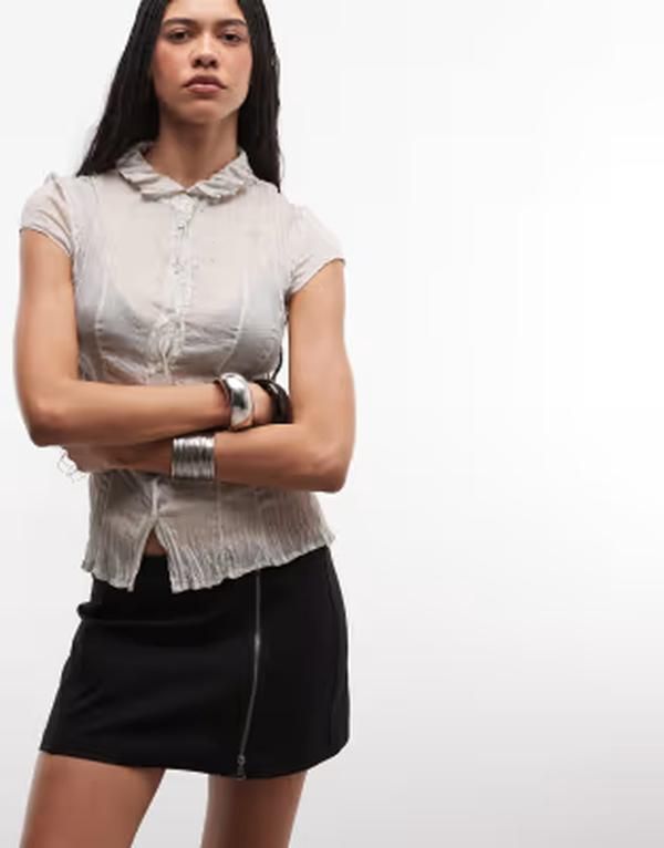 ウィークデイ レディース ボトムスカート ミニ Weekday zip detail mini skirt Black ブラック