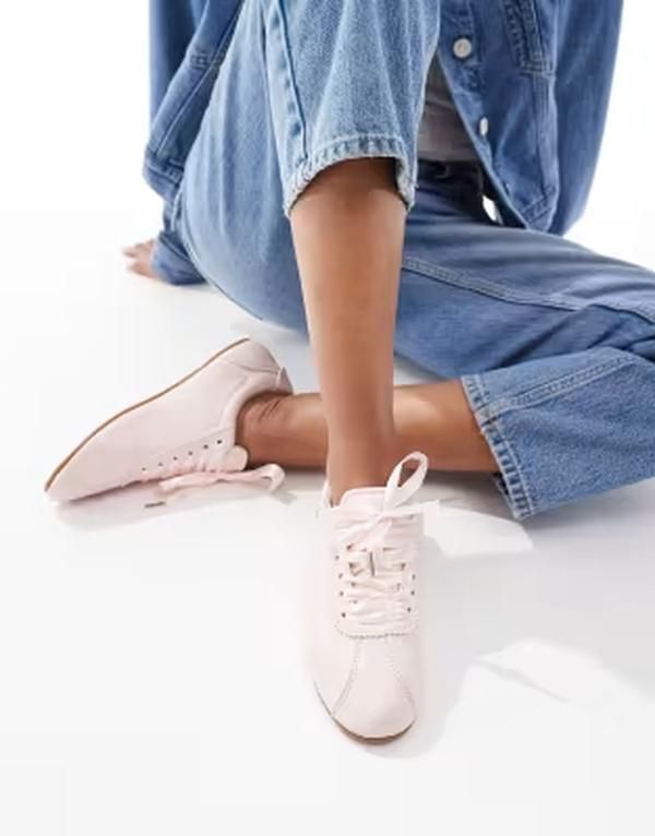 セクウェル レディース シューズ スニーカー レース SEQWL Toffee ribbon detailaceup sneakers in baby pink ピンク