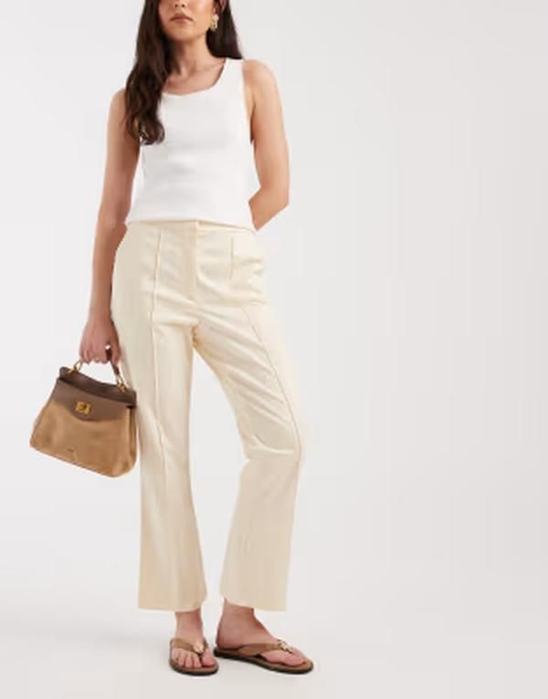 エイソス レディース ボトムス カジュアルパンツ ASOS DESIGN Tailo red kick flare pants in cream クリーム 13,075円
