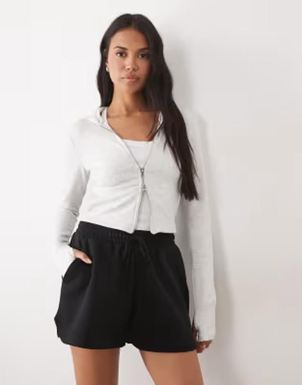 エイソス レディース ボトムス ハーフパンツ・ショーツ スウェット シャツ ASOS DESIGN sweatshirt fabric running short Black ブラック