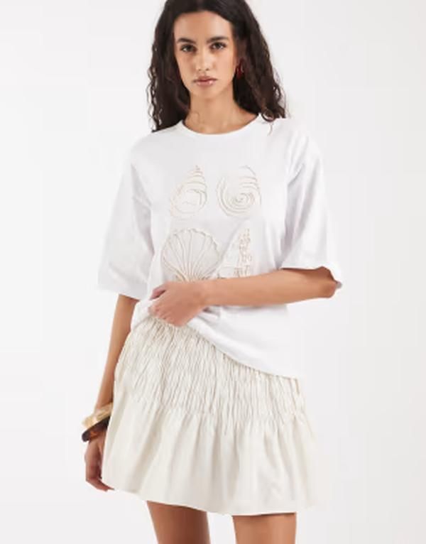 ヴェロモーダ レディース ボトムスカート ミニ Vero Moda smock waist mini skirt Sno white ホワイト