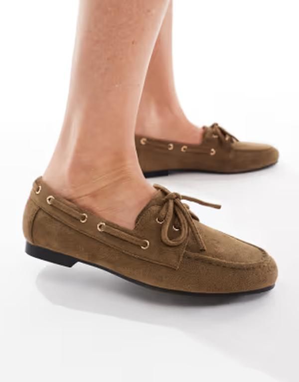 セクウェル レディース シューズ SEQWL Picnic boat shoes in chestnut OLIVE オリーブ