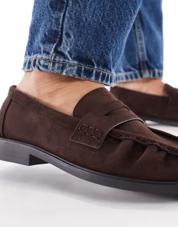 セクウェル レディース シューズ スリッポン・ローファー ギャザー スエード SEQWL Hershe ruched loafers in suedette chocolate CHOC MICRO