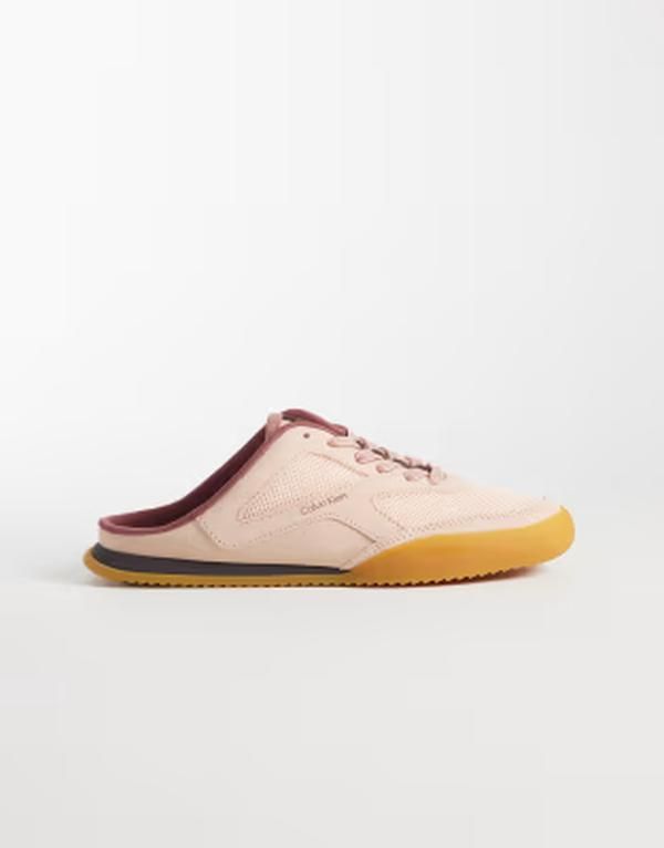 カルバンクライン レディース シューズ スニーカー メッシュ Calvin Klein runner mesh mules in dusty Peach coral ピーチ
