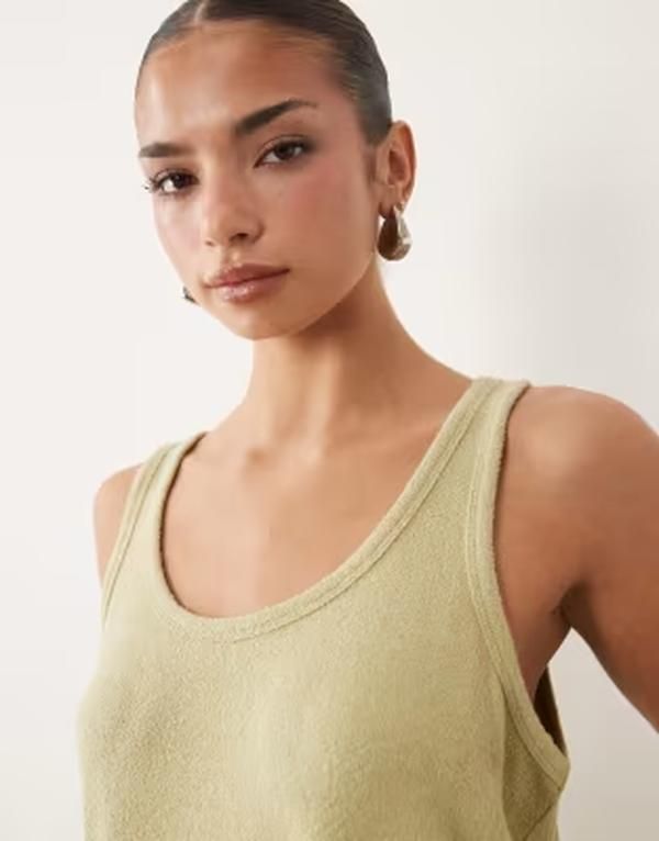 エイソス レディース トップス ベスト ニット ASOS DESIGN textu red knit scoop neck loose fitank top in sage part of a set