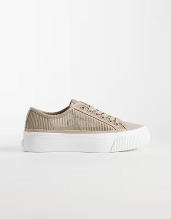 カルバンクライン レディース シューズ スニーカー レース Calvin Klein lace up flatforms White ホワイト