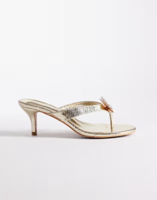 パブリックデザイア ワイドフィット レディース シューズ サンダル ヒール Public Desire Wide Fit flip flop kitten heel sandals with butt