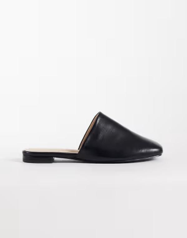 パブリックデザイア ワイドフィット レディース シューズ サンダル Public Desire Wide Fit Emmi flat mules BLACK PU ブラック