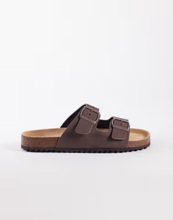 セクウェル レディース シューズ サンダル SEQWL Olsen double buckle flat sandals Brown ブラウン