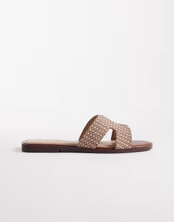 セクウェル レディース シューズ サンダル SEQWL Storke flat sandals raffia Brown Raffia ブラウン