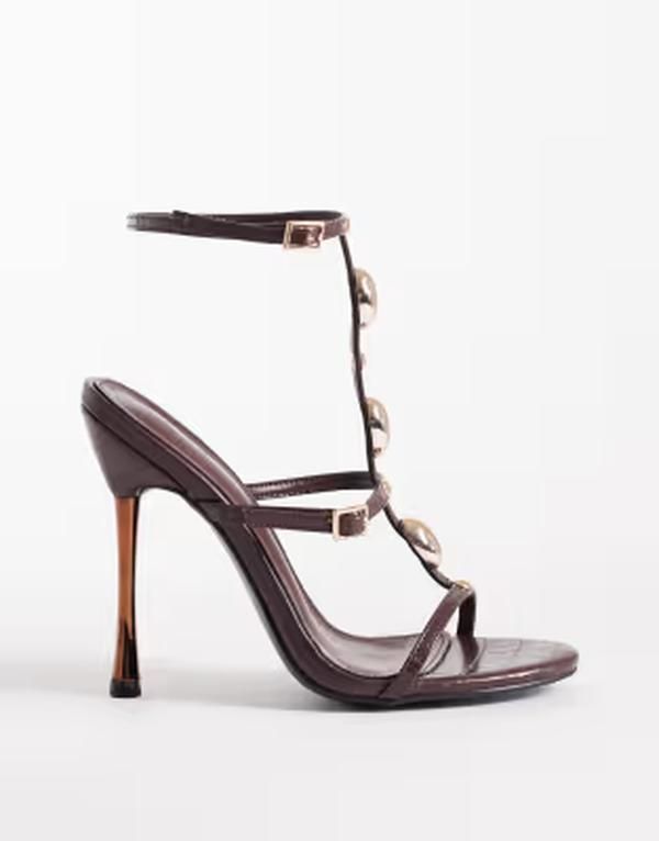 パブリックデザイア ワイドフィット レディース シューズ サンダル ヒール Public Desire Wide Fit higheeled sandals with fauxstonembellis