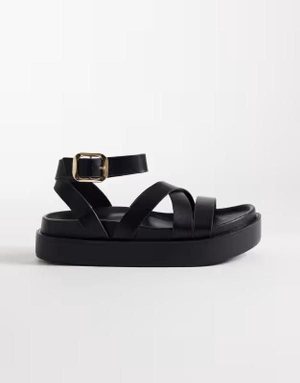 セクウェル レディース シューズ サンダル SEQWL strappy flatform sandals PU Black PU ブラック