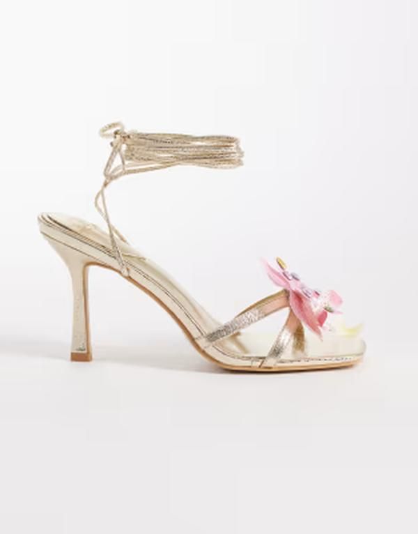 カイア レディース シューズ サンダル フラワー柄 レース フラワー ヒール Kaiia exclusive 00strappy lace up diamante orchid floral kitt