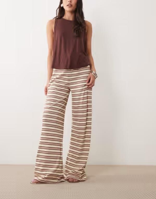 ミスセルフフリッジ レディース ボトムス カジュアルパンツ ワイドレッグ ドローコードウエスト プリント Misselfridge drawstring waist wide leg pants in
