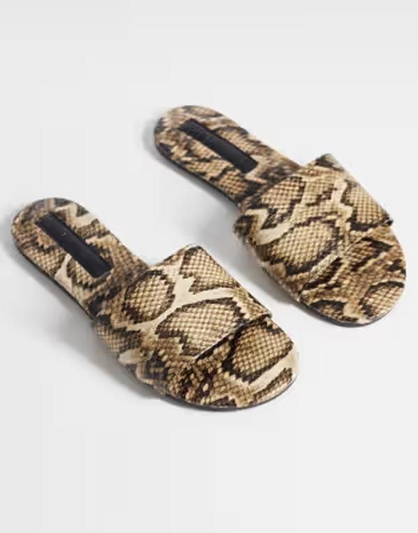 エイソス レディース シューズ サンダル ASOS DESIGN Faith flat sandals in snake pu Snake pu