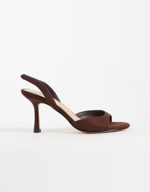 ロンドンレベル レディース シューズ サンダル スエード ヒール London Rebel Nora faux suede peep toe higheeled sandals BROWN MICRO