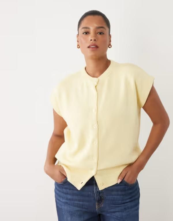 エイソス レディース トップス タンクトップ ASOS Curve ASOS DESIGN Curve button up relaxed tank in buttermilk