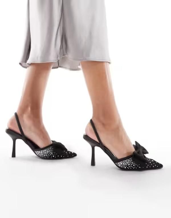 セクウェル レディース シューズ ヒール SEQWL Salado bow detail embellished heeled shoes Black ブラック