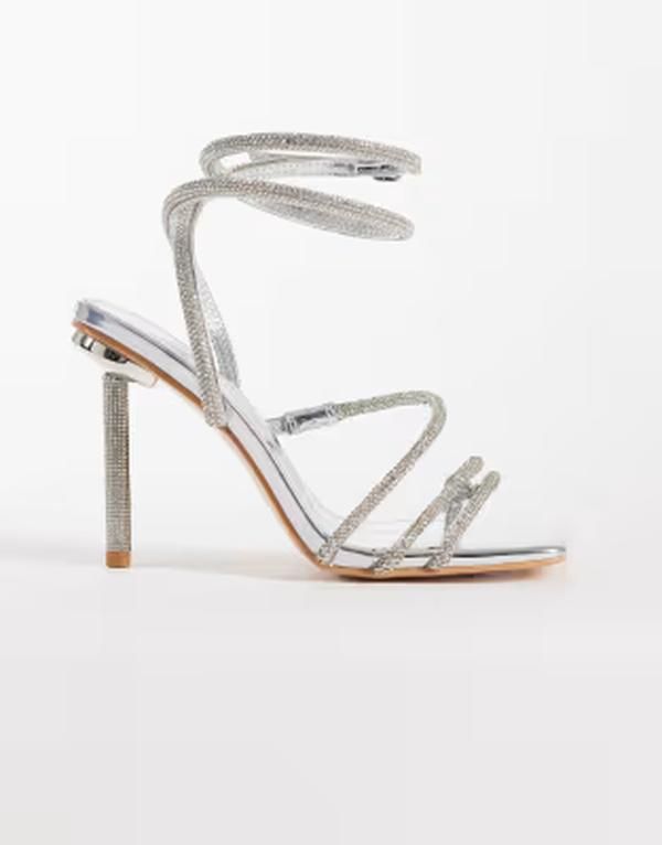 パブリックデザイア ワイドフィット レディース シューズ サンダル ヒール Public Desire Wide Fit Cluelesstrappy square toe rhinestone he