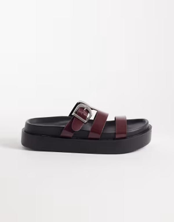 セクウェル レディース シューズ サンダル SEQWL strappy flatform sandals Burgundy バーガンディ