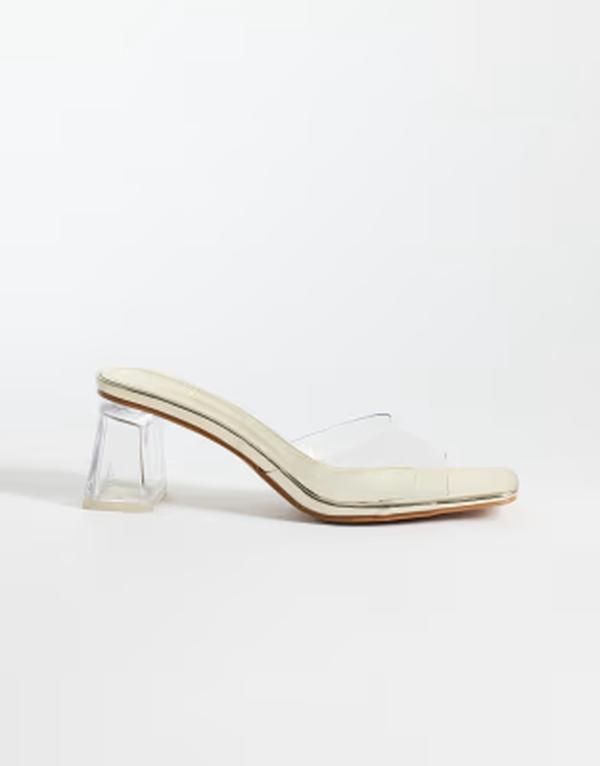 シミ レディース シューズ サンダル ヒール SIMMI Shoesimmi London Deena block heel sandals in clear and GOLD MIRRORCLEAR
