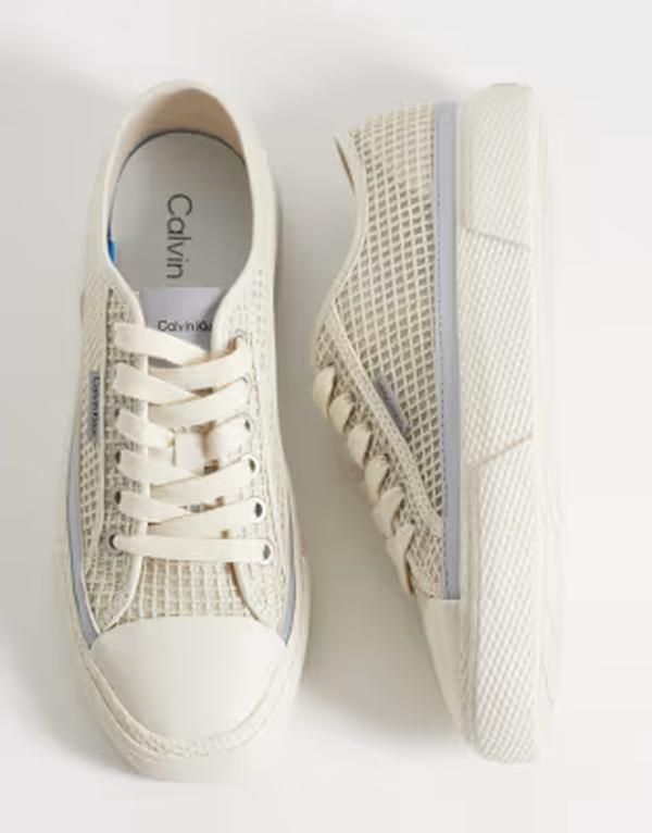 カルバンクライン レディース シューズ スニーカー Calvin Klein chunky low raffia sneakers in offwhite ホワイト