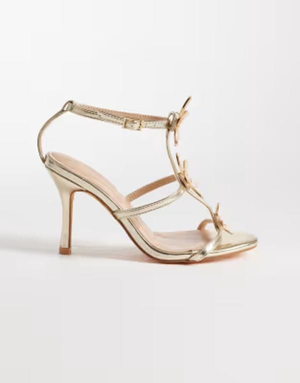 セクウェル レディース シューズ サンダル ヒール SEQWLolly heeled sandals with starfish embellishment GOLD ゴールド