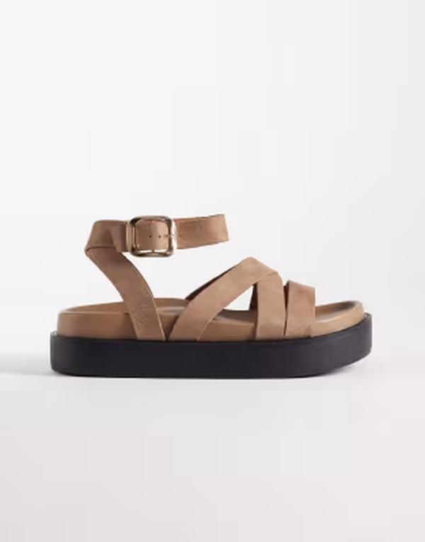 セクウェル レディース シューズ サンダル スエード SEQWL strappy flatform sandals in taupe faux suede Taupe Suede トープ